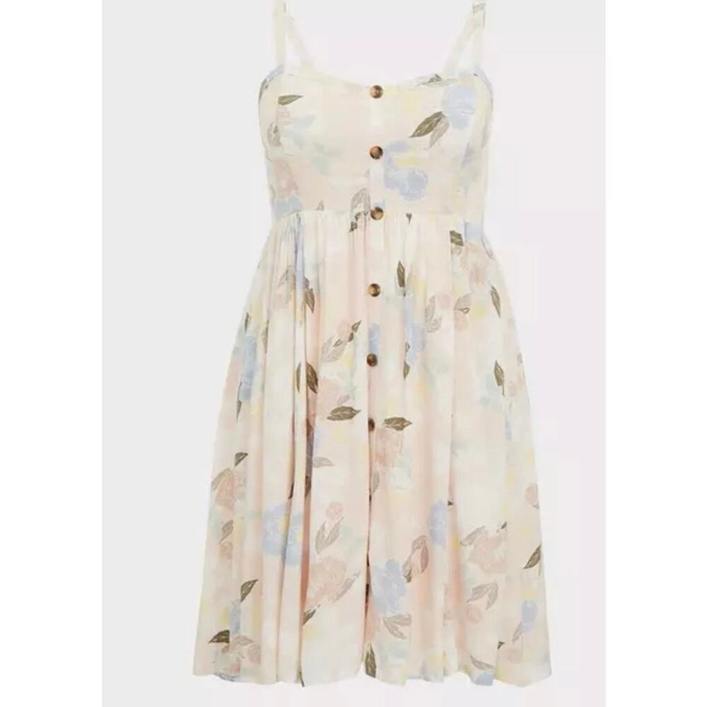 Torrid floral challis high low skater dress sleeveless v neck smocked plus 1X - Picture 10 of 11